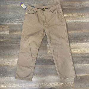 Men's CAT Fleece Lined Canvas Work Pants Brown 40x30